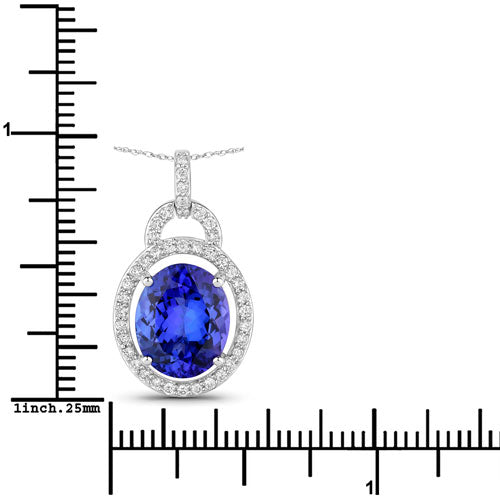 Colgante de tanzanita genuina de 4,06 quilates y diamante blanco en oro blanco de 14K