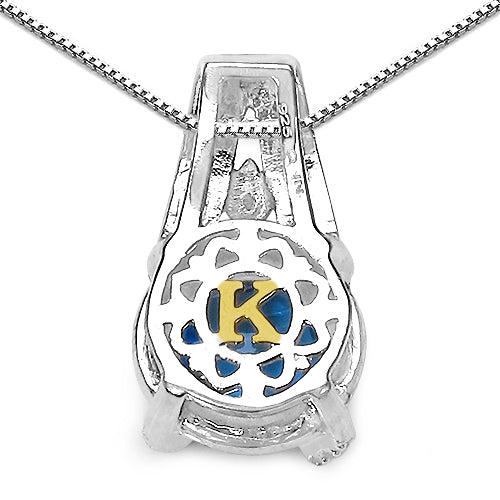 Colgante de plata de ley .925 con topacio azul suizo auténtico de 4.94 quilates, diamantes azules y diamantes blancos