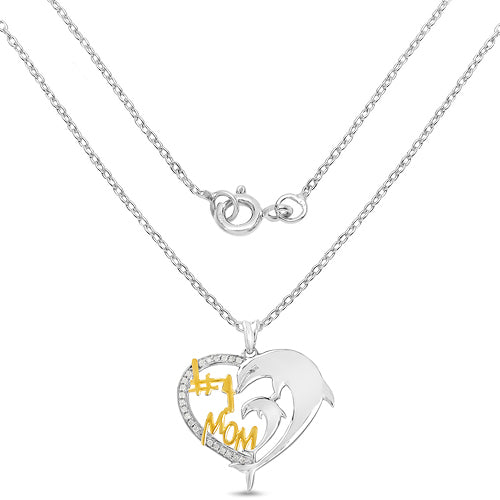 Colgante de plata de ley .925 con dos tonos y 0.14 quilates de diamantes blancos genuinos
