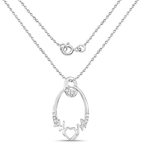 Colgante de plata esterlina .925 con diamante blanco genuino de 0.14 quilates