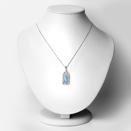 Colgante de plata de ley .925 con topacio azul suizo auténtico y topacio blanco de 4,57 quilates