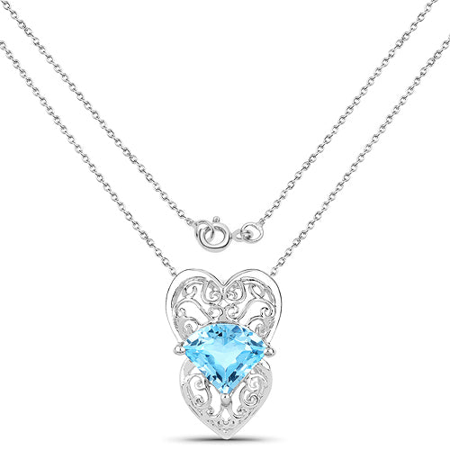 Colgante de plata de ley .925 con topacio azul suizo auténtico de 4,65 quilates