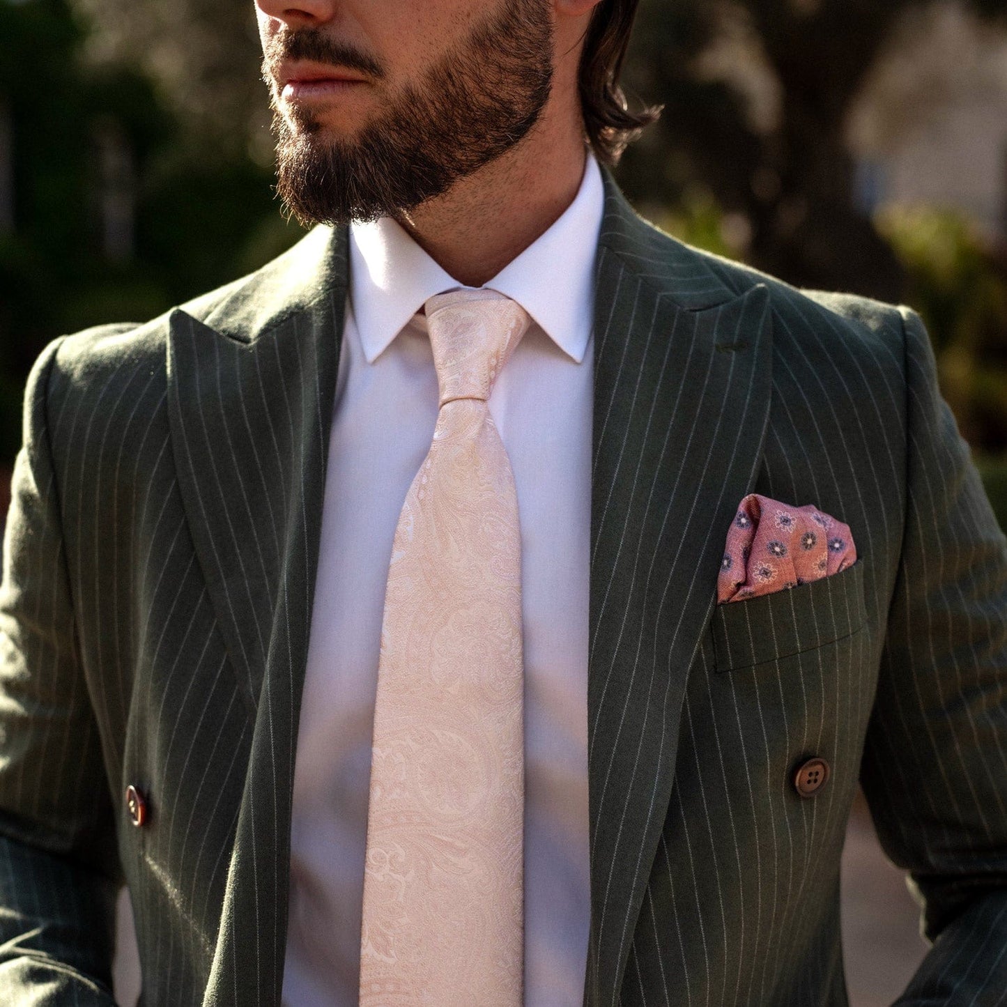 Pascal - Double Sided Silk Pocket Square - Blush - My Men's Shop