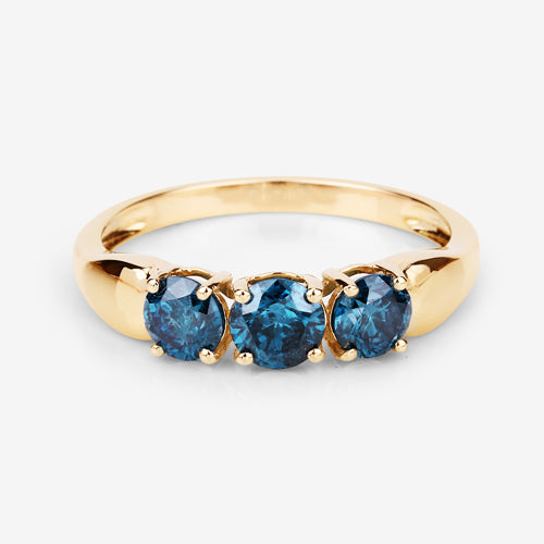 Anillo de Oro Amarillo de 14K con Diamante Azul Genuino de 1.03 Quilates