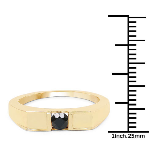 Anillo de plata de ley .925 con diamante negro auténtico de 0,25 quilates