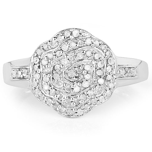 Anillo de plata de ley .925 chapado en oro amarillo de 14 quilates con diamantes blancos genuinos de 0.29 quilates