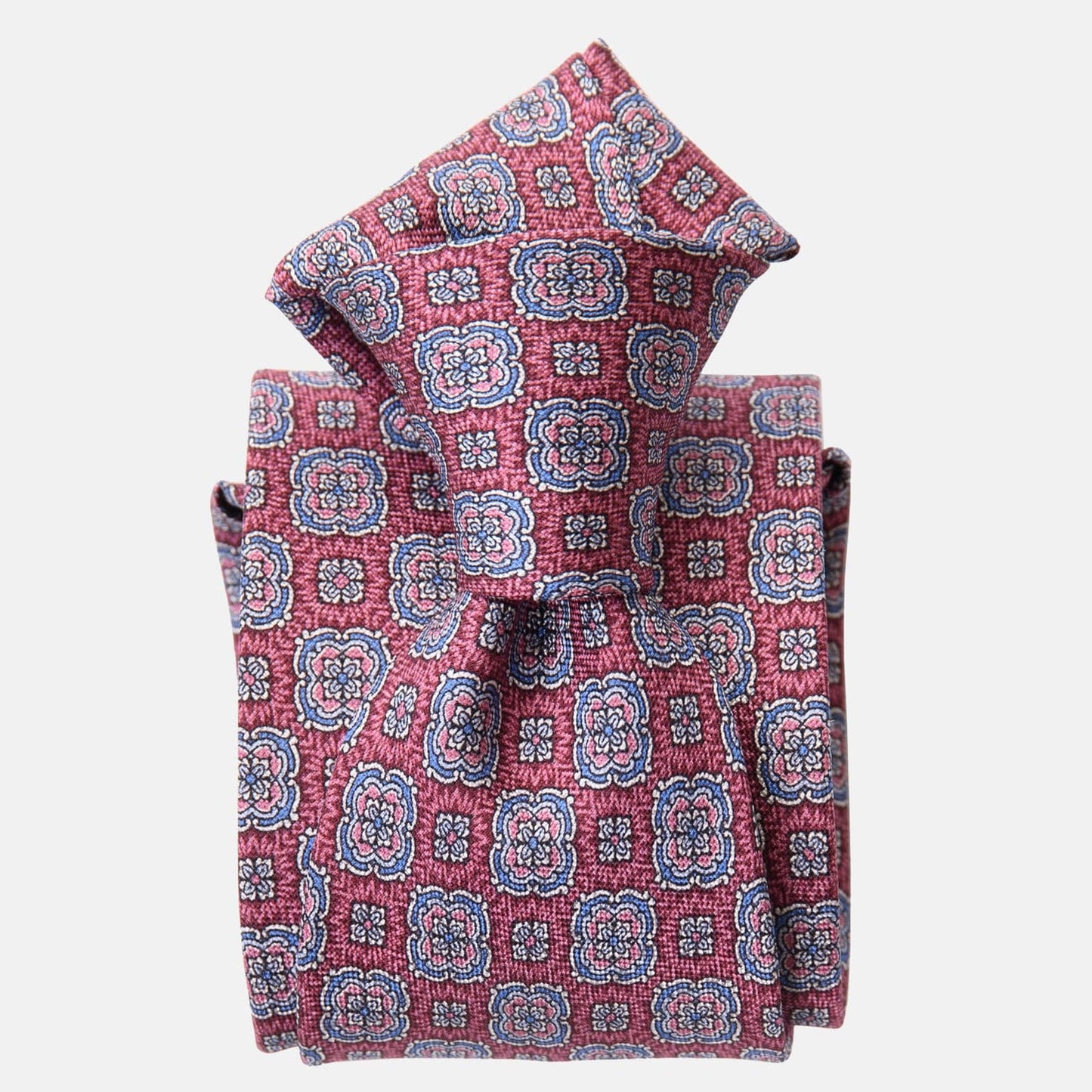 Veneto - Printed Silk Tie - Claret Red