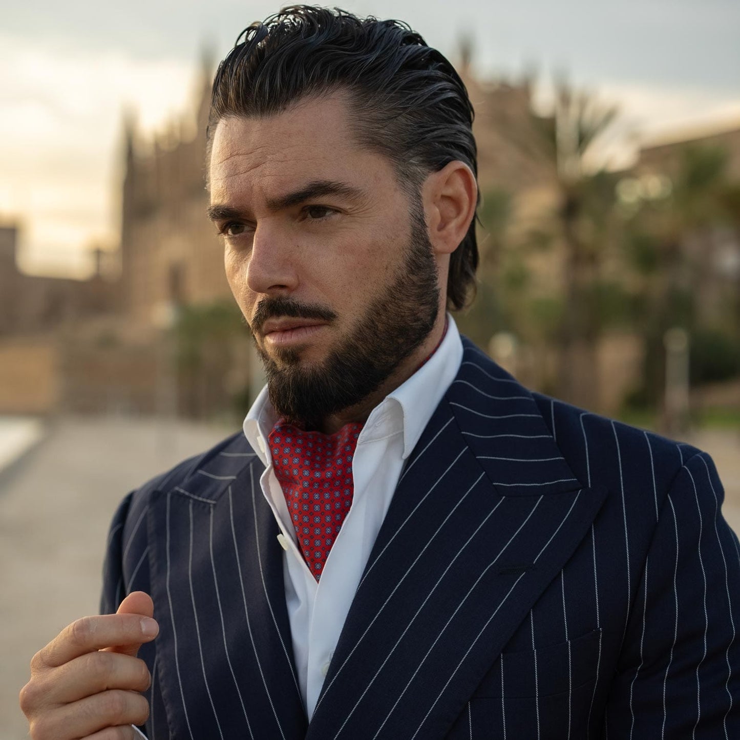 Navona - Silk Ascot Cravat Tie - Red - My Men's Shop