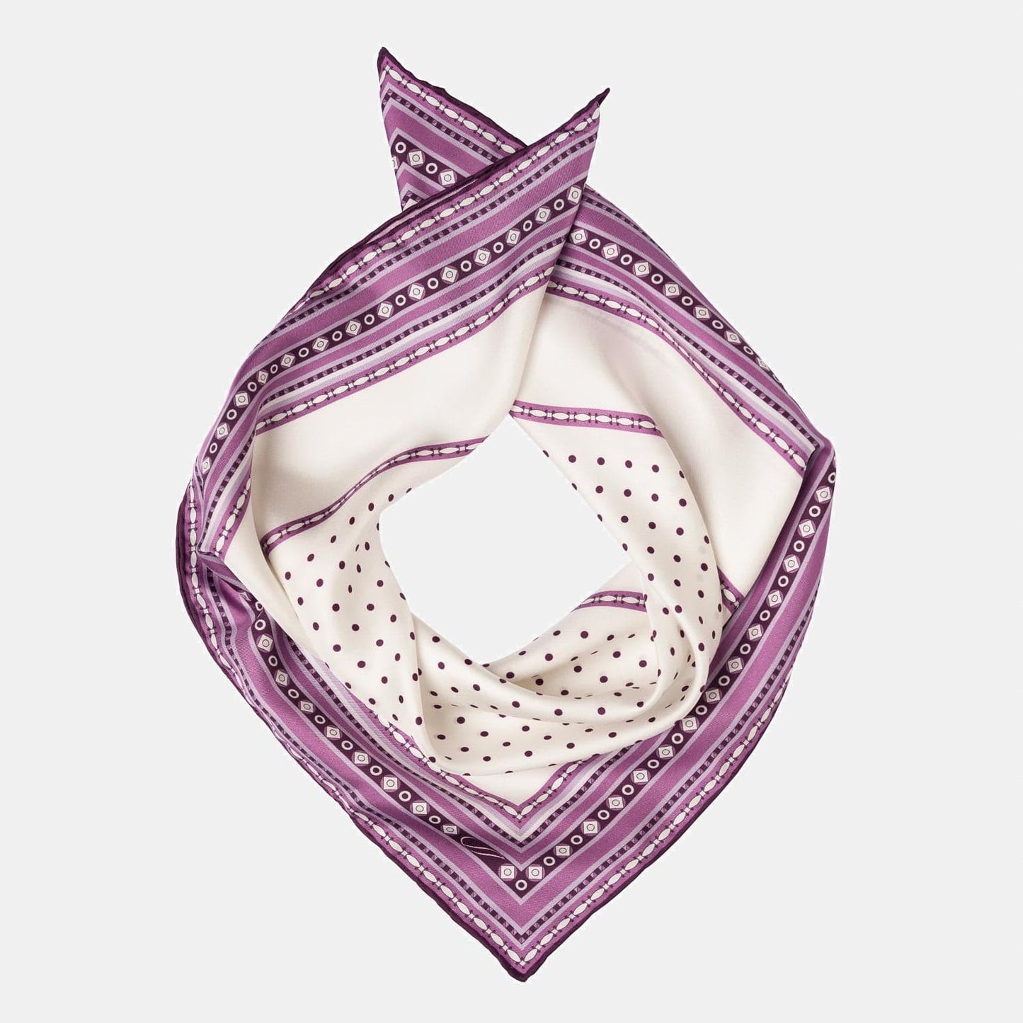 Verona - Silk Neckerchief - White & Lilac - My Men's Shop