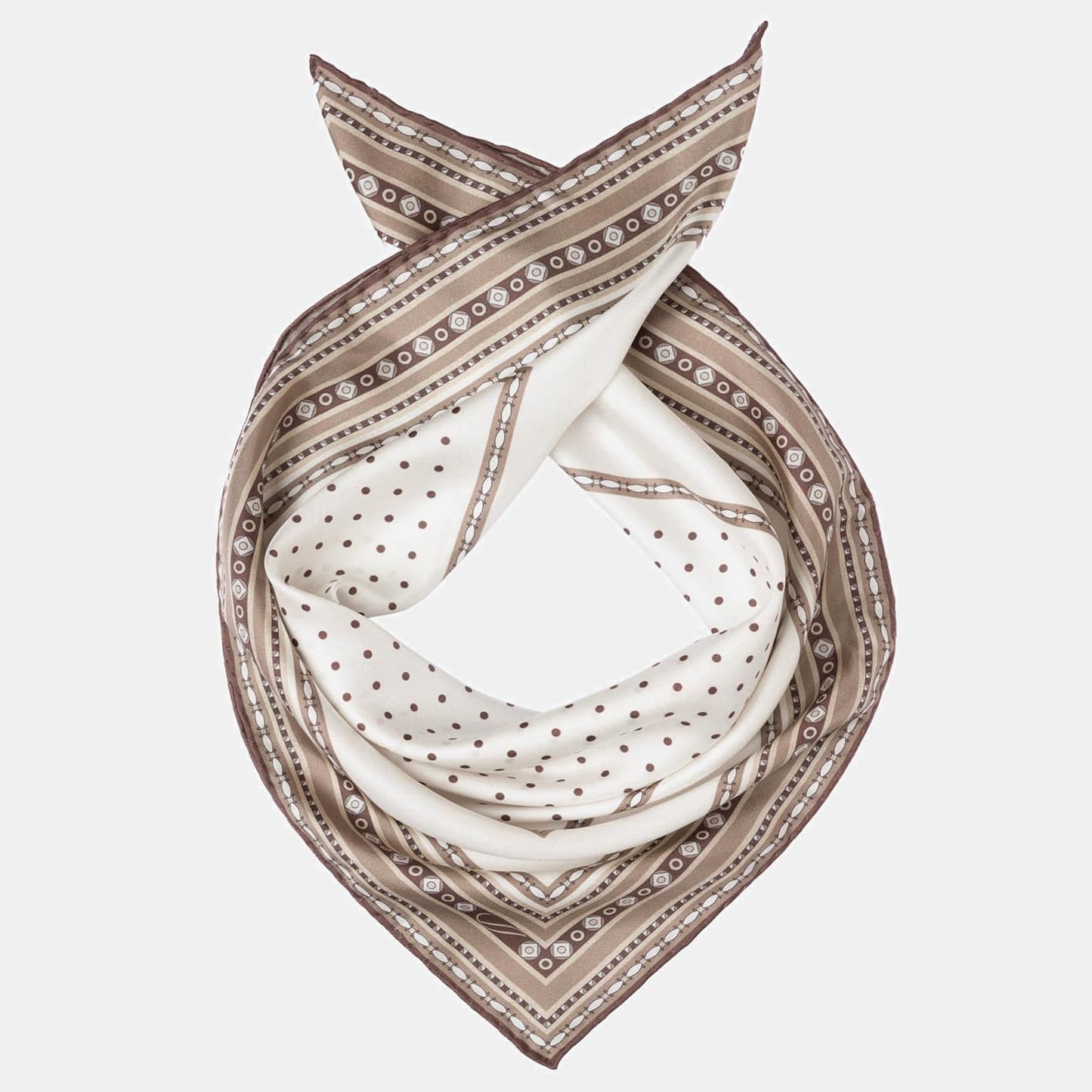 Verona - Silk Neckerchief - White & Sand - My Men's Shop