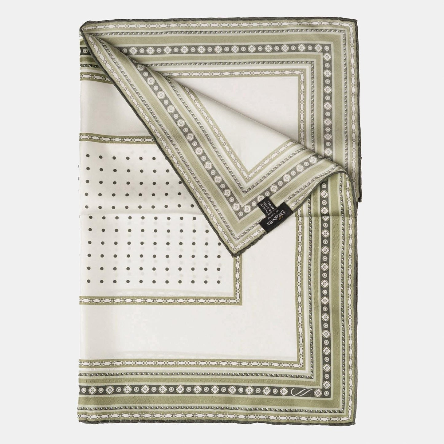 Verona - Silk Neckerchief - White & Sage - My Men's Shop
