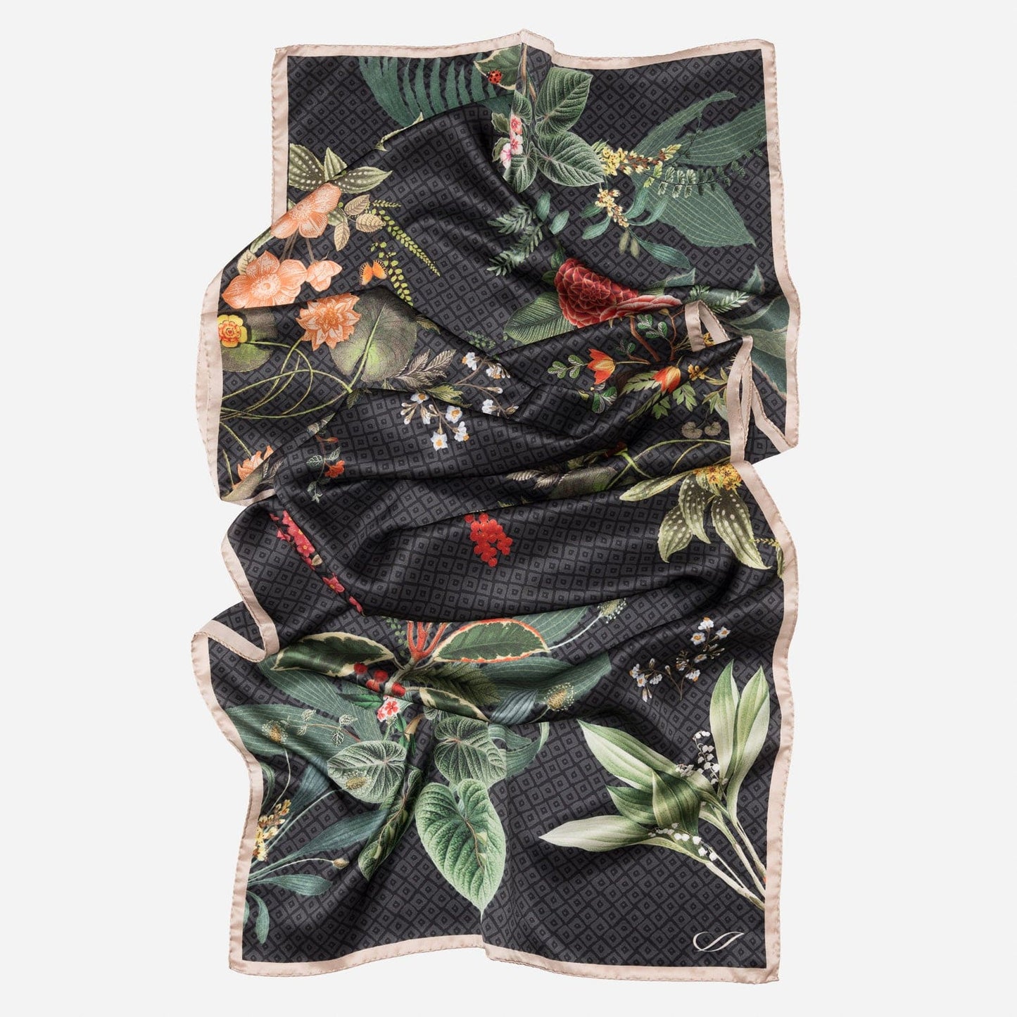 Sara - Long Silk Scarf - Black