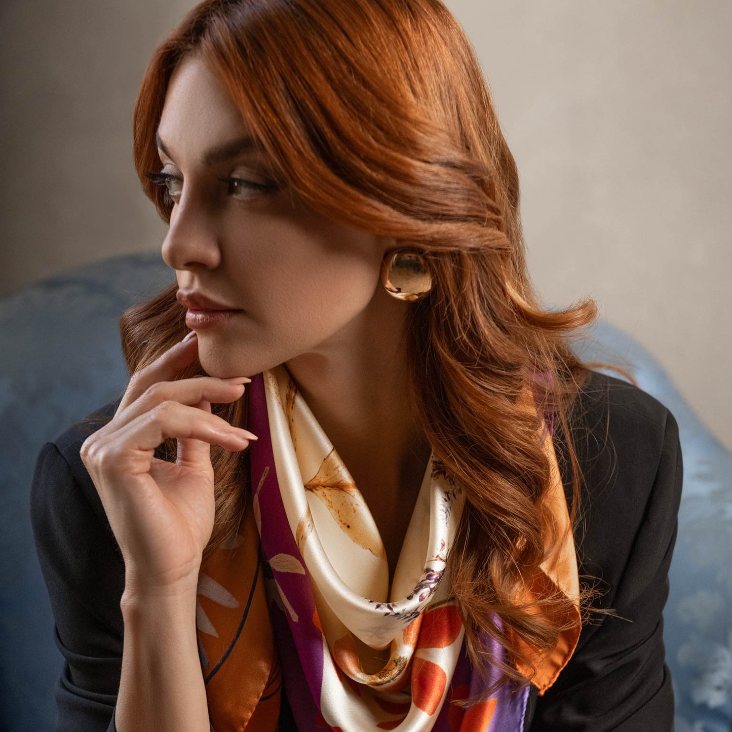 Cristina - Silk Foulard - Champagne