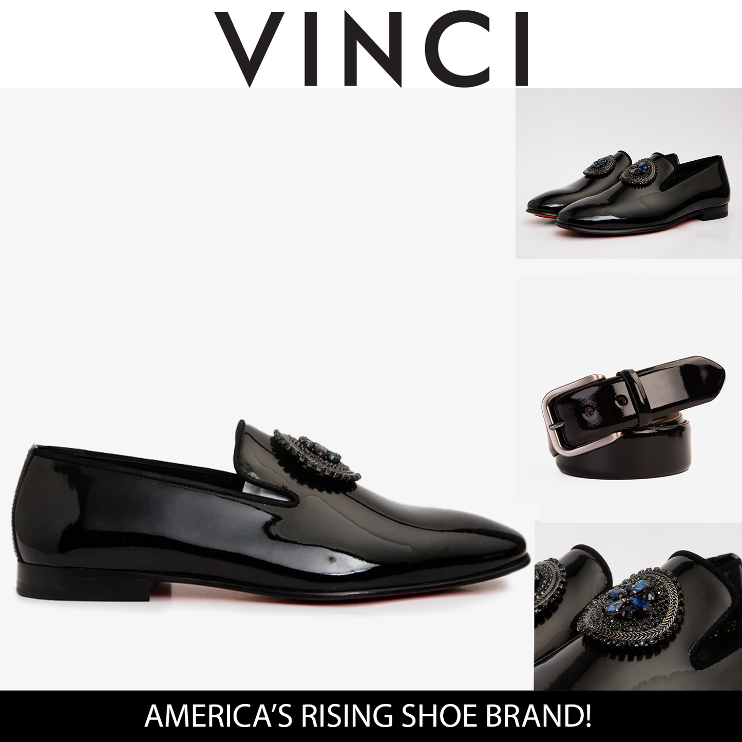 The Pombe Black Patent Leather Dress Slip-on Loafer Men Shoe