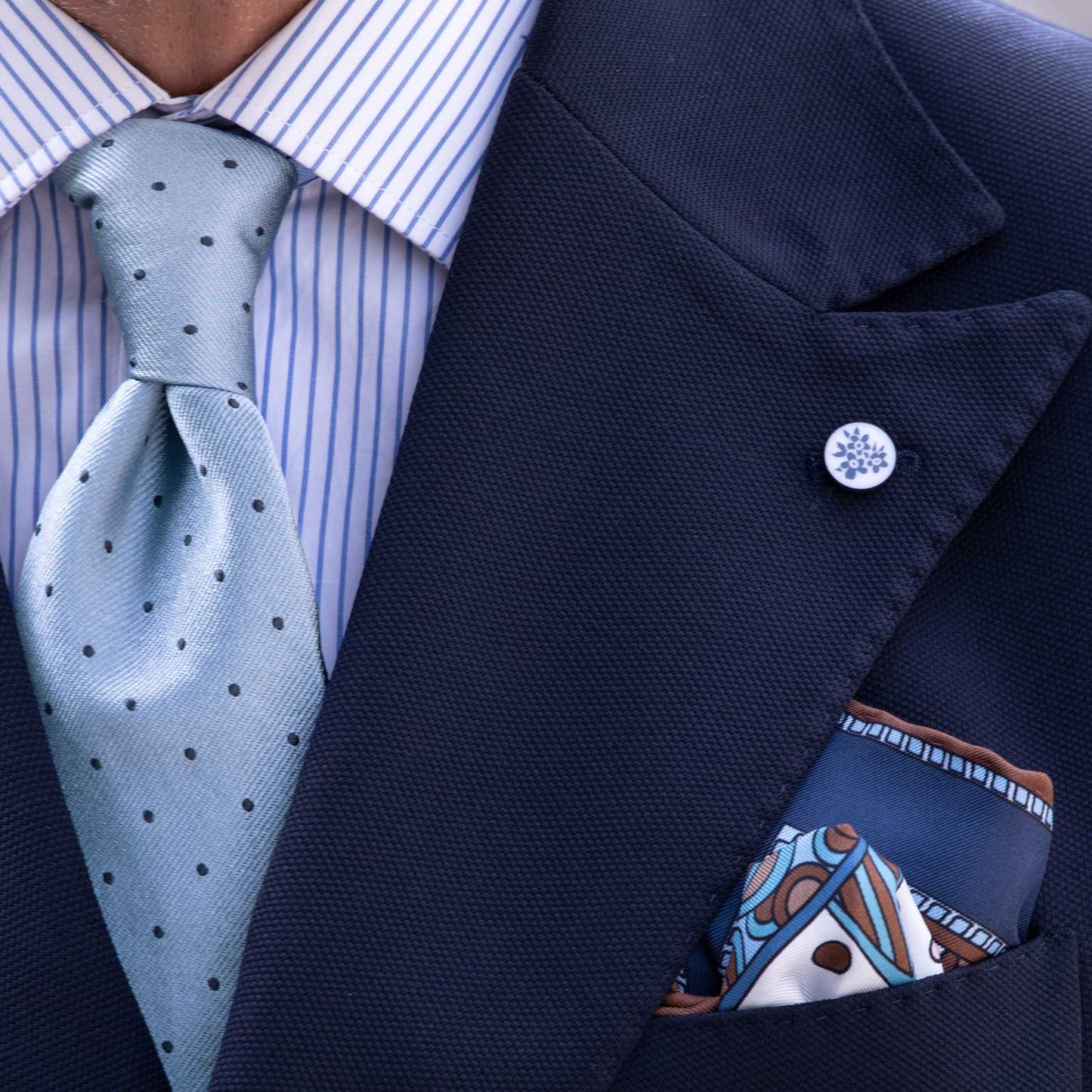 Martino - Silk Pocket Square - Blue - My Men's Shop