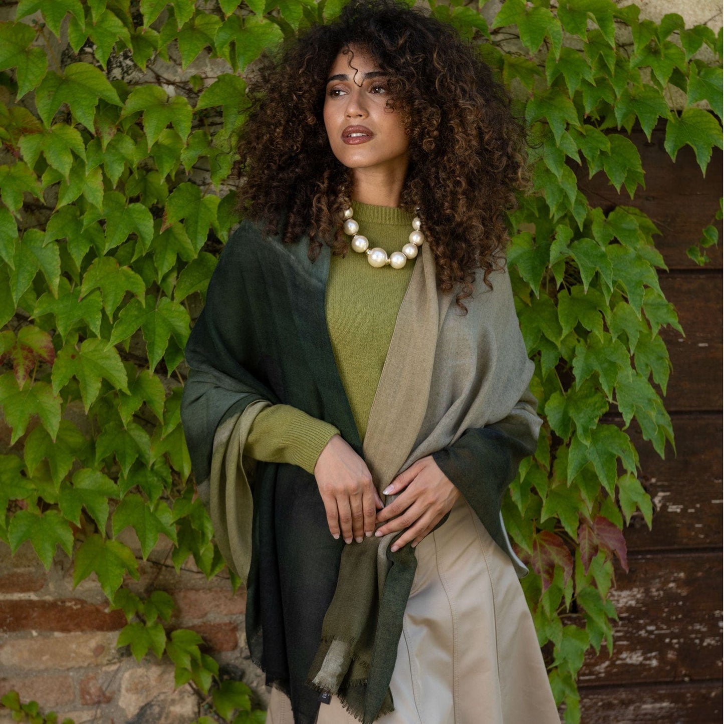 Vicenza - Wool Scarf - Olive Green
