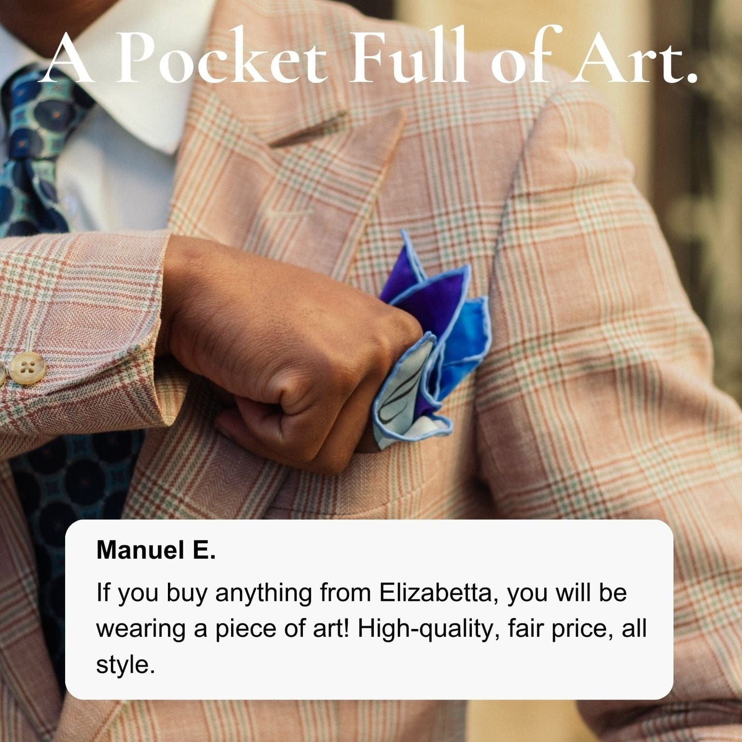 Harmony - Silk Pocket Square - Blue