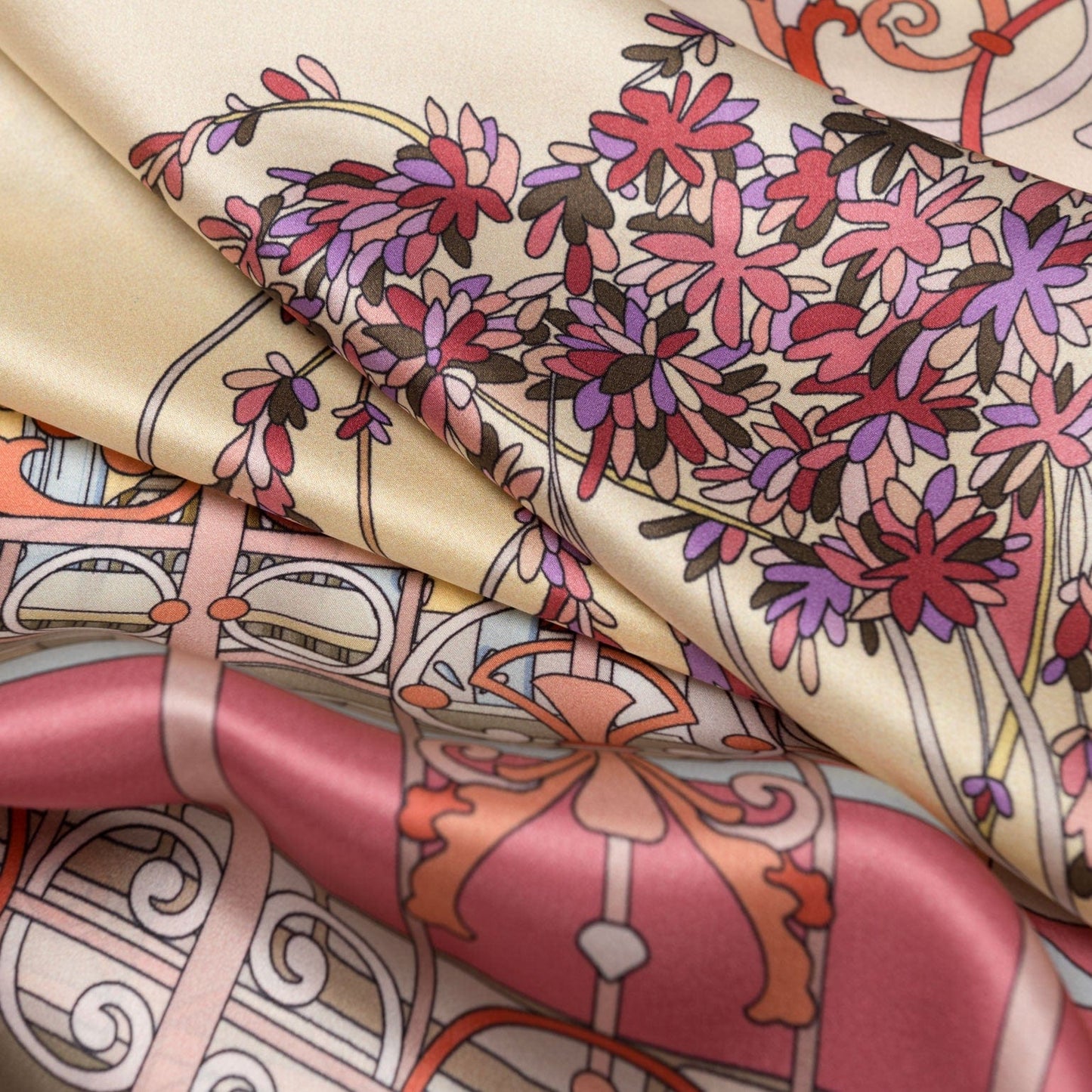 Garden of Dreams - Silk Foulard - Pink