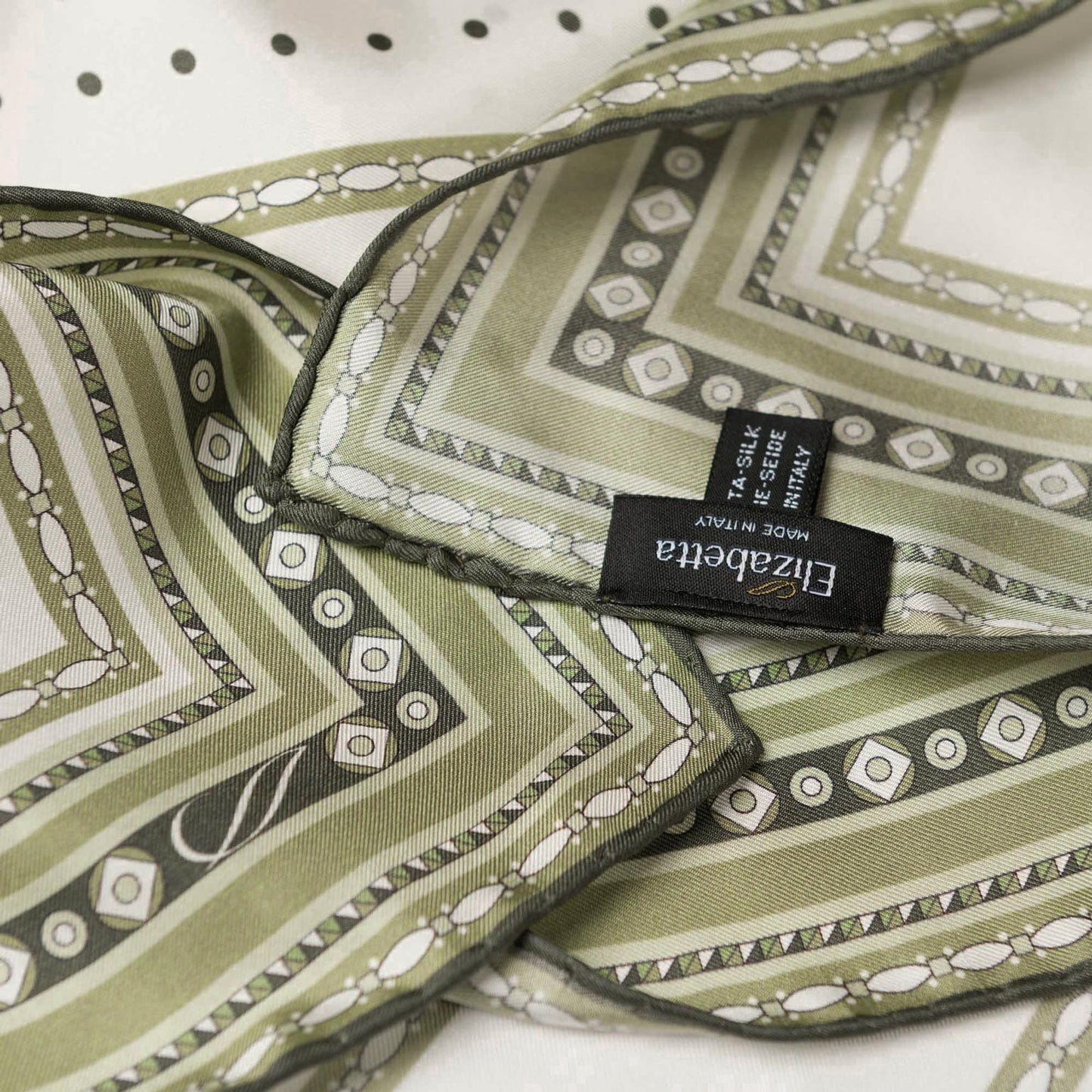 Verona - Silk Neckerchief - White & Sage - My Men's Shop