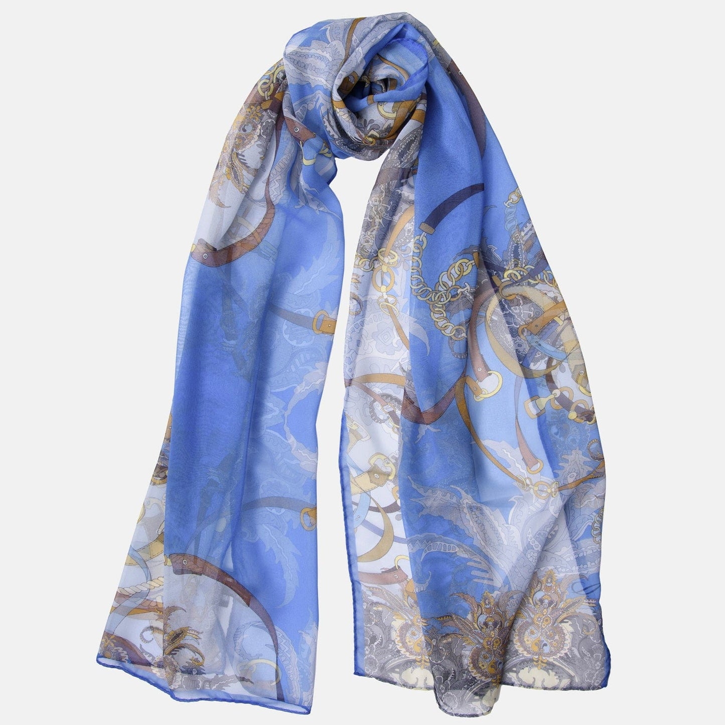 Alessandra - Long Silk Scarf - Blue - My Men's Shop