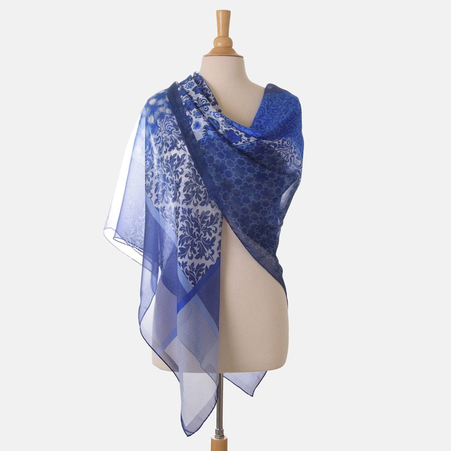 Dafne - Silk Scarf Shawl - Blue