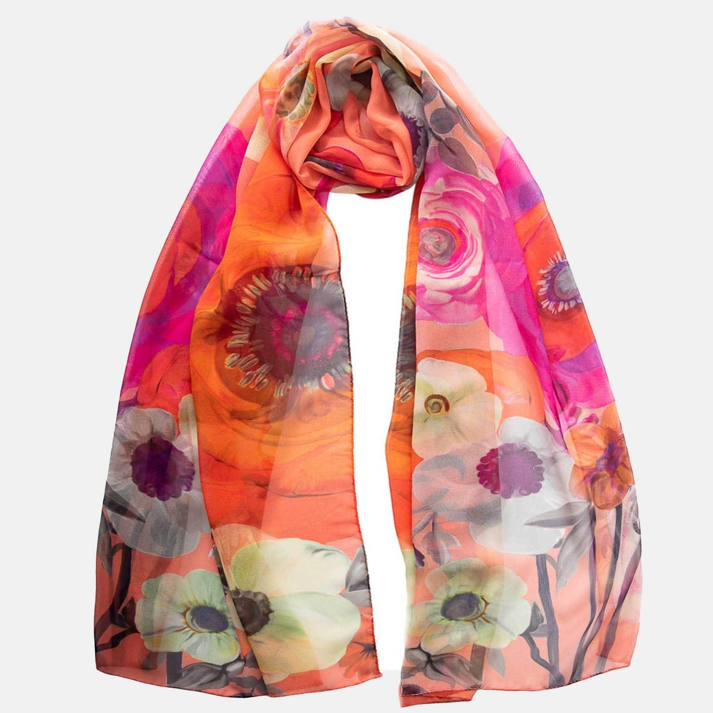 Campo de' Fiori - Long Silk Scarf - Coral - My Men's Shop