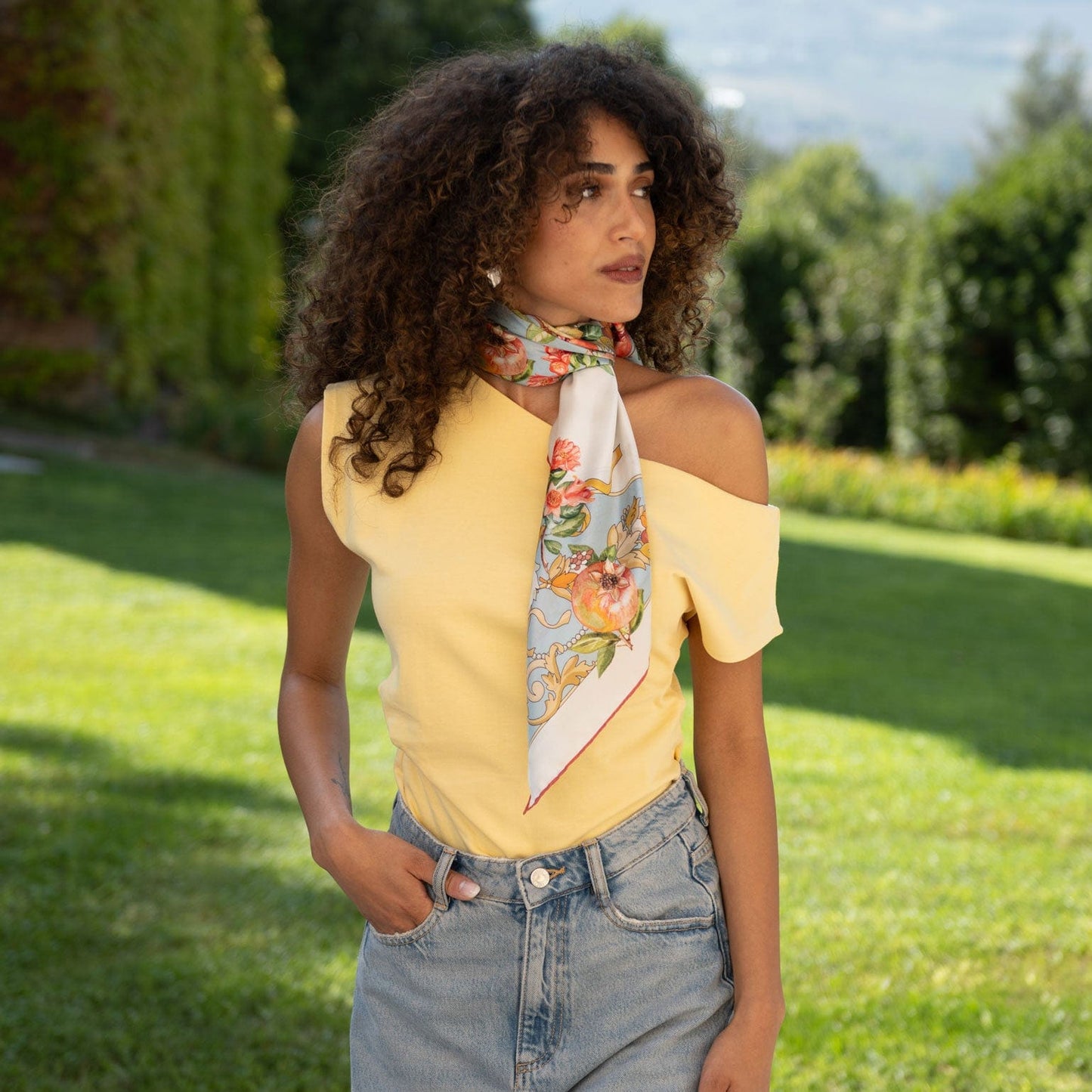 Melograno - Silk Foulard - Powder Blue
