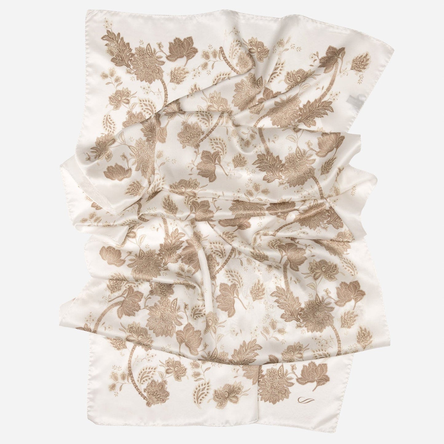 Esmeralda - Silk Scarf Shawl - Soft White & Gold