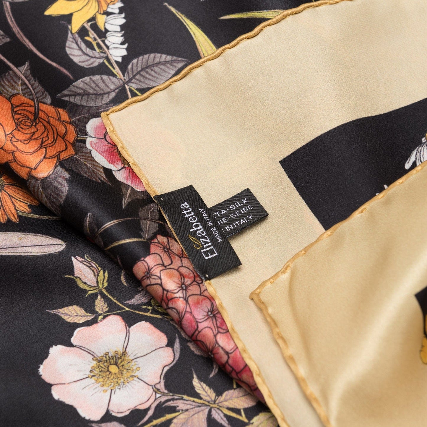 Flora - Silk Foulard - Black