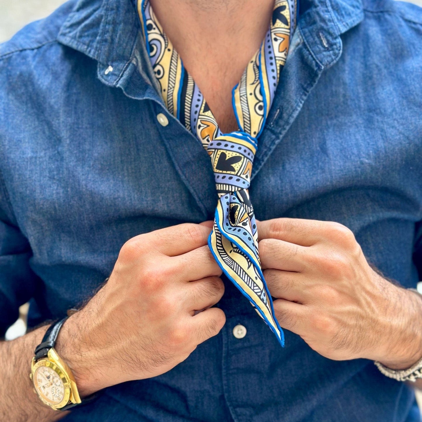 Capri - Silk Neckerchief - Azure - My Men's Shop