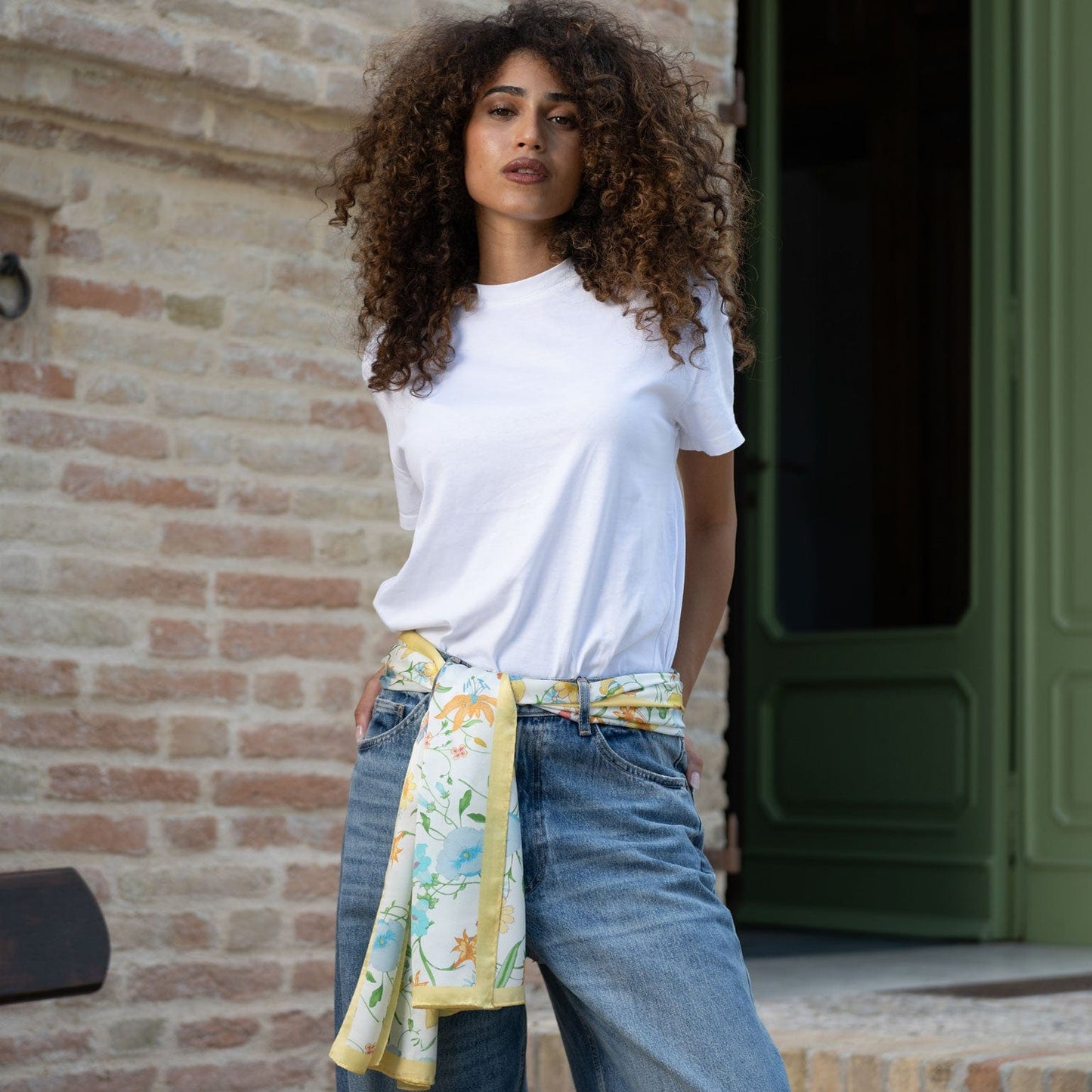 Primavera - Long Silk Scarf - Yellow