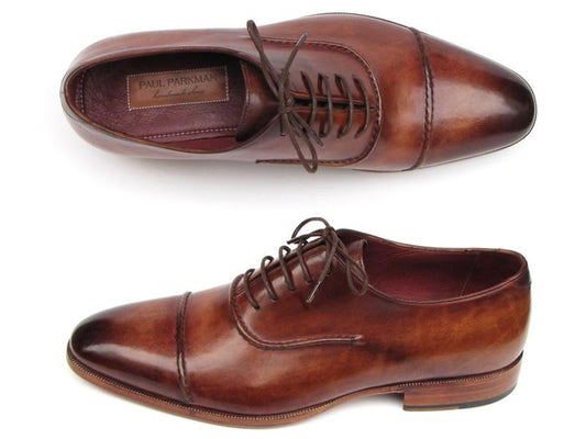 Paul Parkman Men's Captoe Oxfords Brown Hand Painted Shoes (ID#077-BRW) - My Men's Shop
