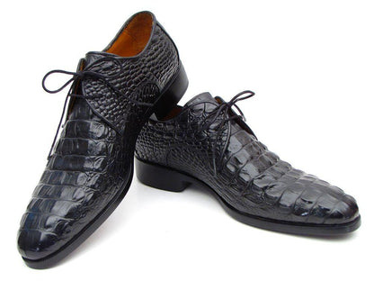 Paul Parkman Men's Black Crocodile Embossed Calfskin Derby Shoes (ID#1438BLK) - My Men's Shop