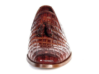 Paul Parkman Men's Brown Crocodile Embossed Calfskin Tassel Loafer (ID#0823-BRW) - My Men's Shop