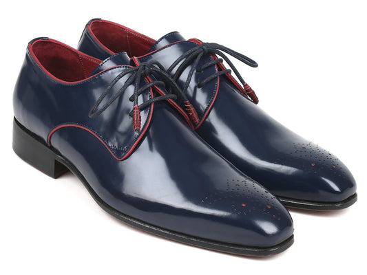 Paul Parkman Medallion Toe Navy Derby Shoes (ID#57RG27) - My Men's Shop