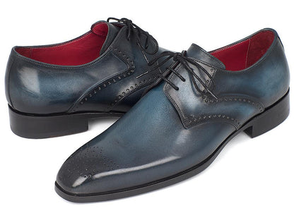Paul Parkman Men's Navy & Blue Medallion Toe Derby Shoes (ID#6584-NAVY) - My Men's Shop