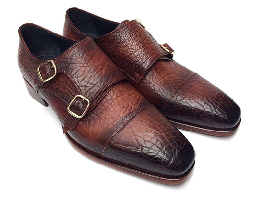 Paul Park Double Monkstraps Brown Leather Upper & Leather Sole (ID#BG12-BRW) - My Men's Shop
