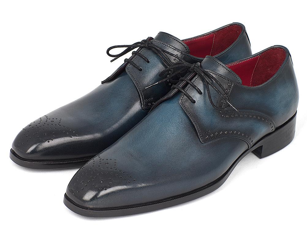 Paul Parkman Men's Navy & Blue Medallion Toe Derby Shoes (ID#6584-NAVY) - My Men's Shop