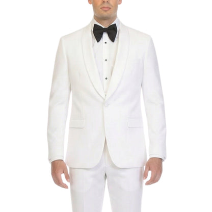 Men's White Shawl Lapel Tuxedo – Slim Fit 2 Piece Suit | Ferrecci Reno