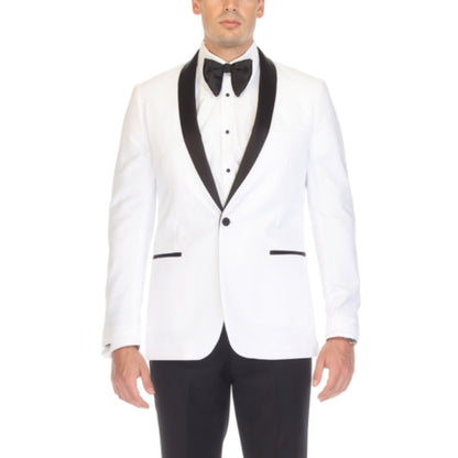 Men's White & Black Shawl Lapel Tuxedo – Slim Fit 2 Piece Suit | Ferrecci Reno