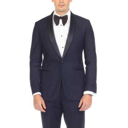 Men's Navy Shawl Lapel Tuxedo – Slim Fit 2 Piece Suit | Ferrecci Reno