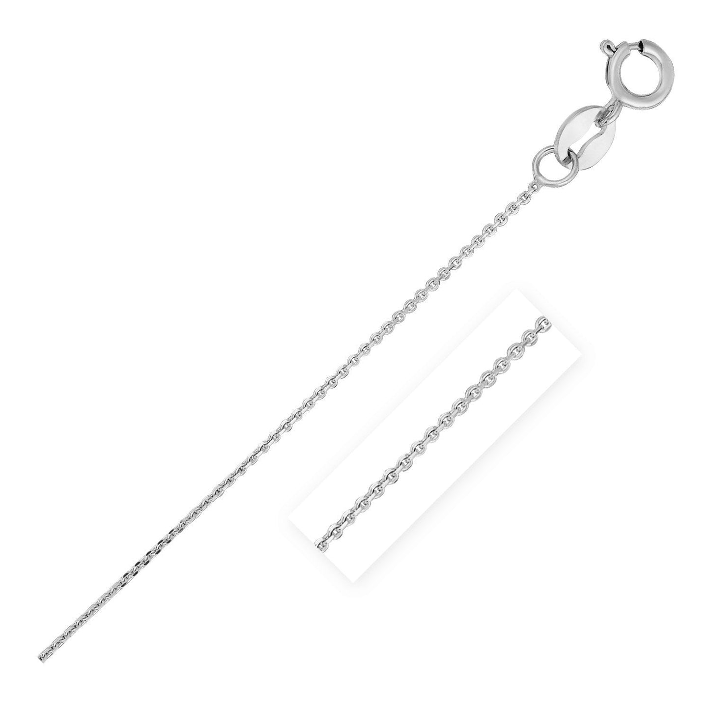 Cadena de eslabones de cable de corte de diamante de oro blanco de 14k de 0,7 mm