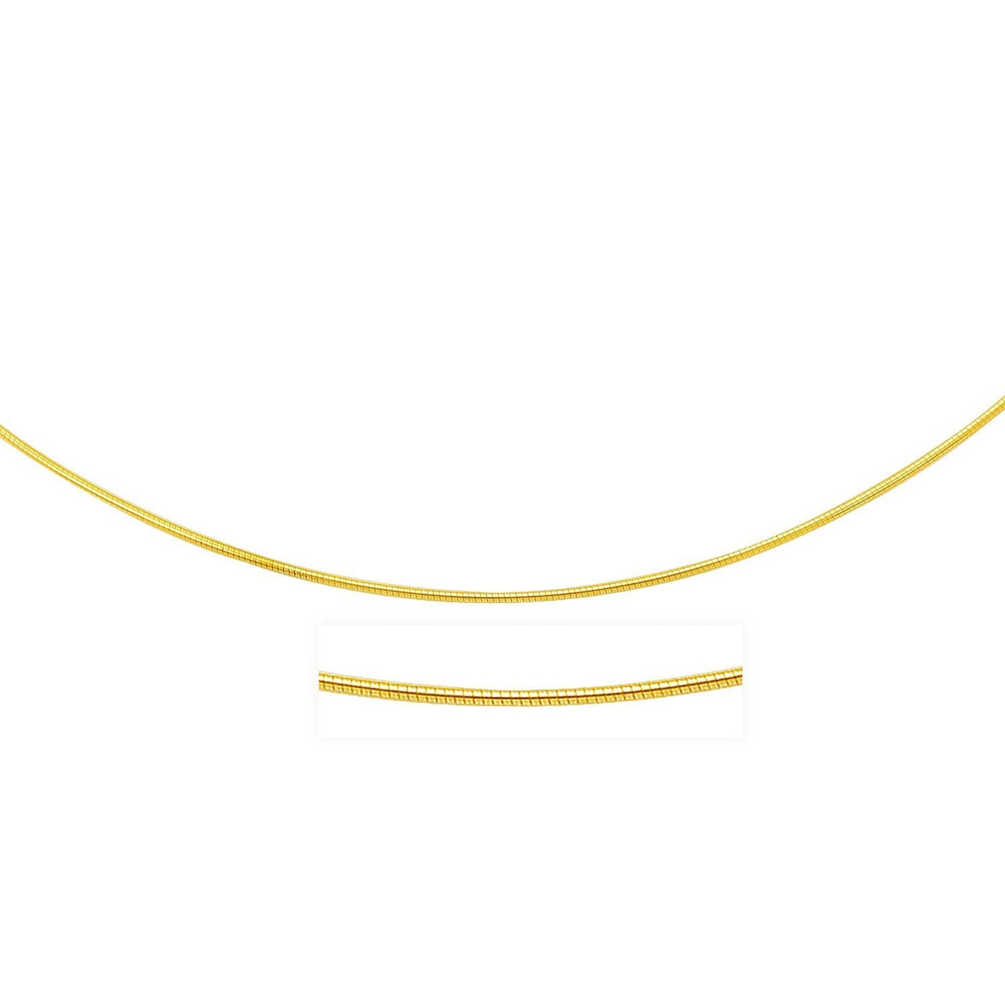 Collar Omega Redondo con Motivo Delgado de Oro Amarillo de 14k