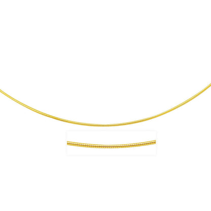Collar Omega Redondo con Motivo Delgado de Oro Amarillo de 14k