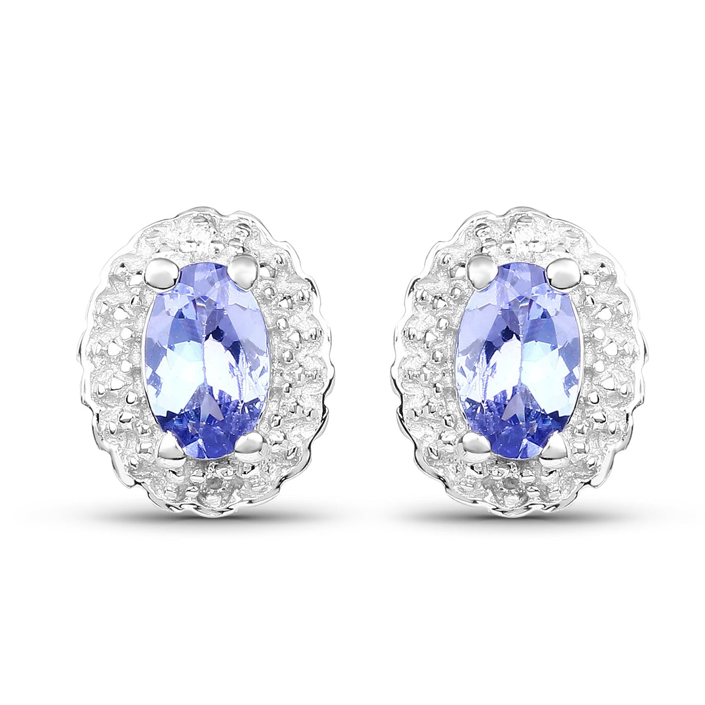 Juego de joyas de 3 piezas de plata esterlina .925 con tanzanita genuina de 2.46 quilates y topacio blanco (anillo, pendientes y colgante con cadena)