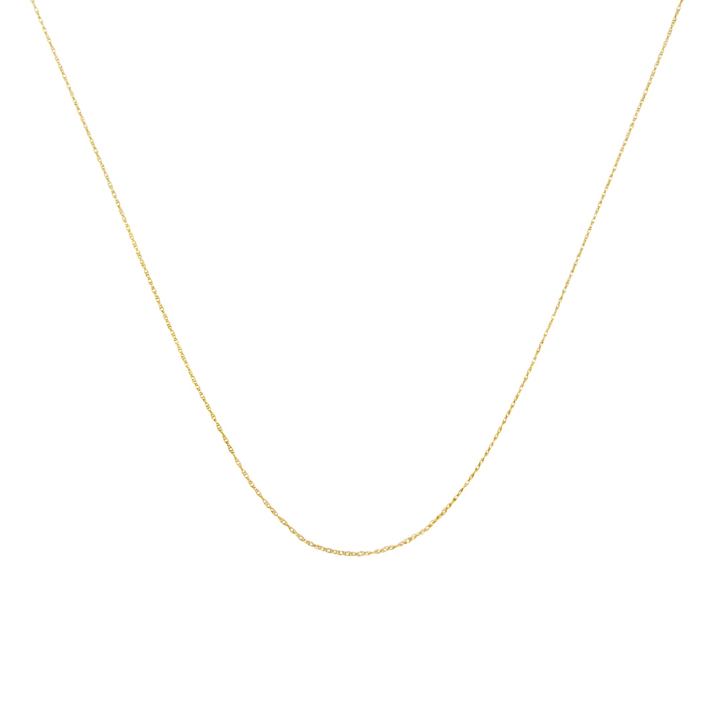 Cadena de soga unisex de oro amarillo macizo de 10K de 0,5mm, delgada y delicada, de 18 pulgadas