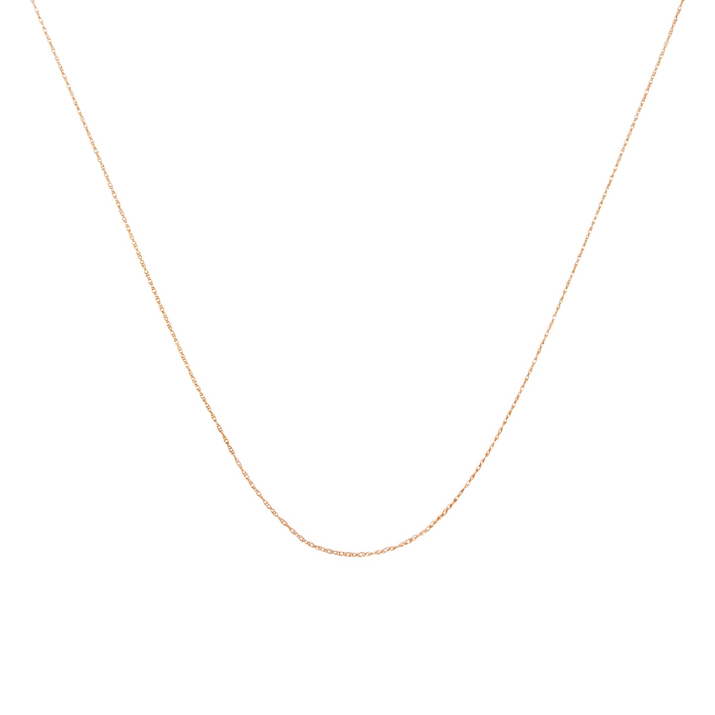 Cadena de soga unisex de oro amarillo macizo de 10K de 0,5mm, delgada y delicada, de 18 pulgadas