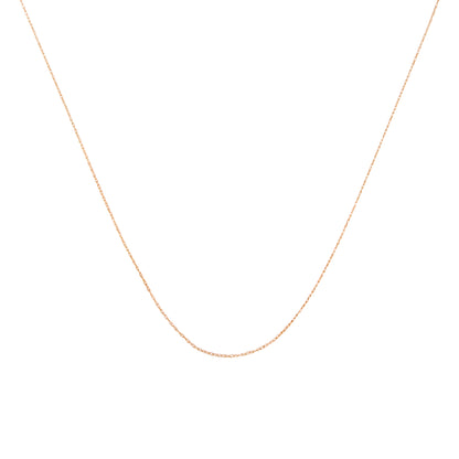 Cadena de soga unisex de oro amarillo macizo de 10K de 0,5mm, delgada y delicada, de 18 pulgadas