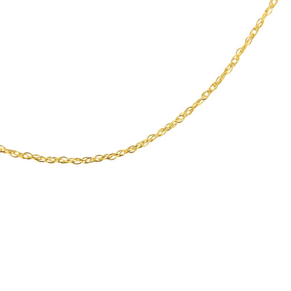 Cadena de soga unisex de oro amarillo macizo de 10K de 0,5mm, delgada y delicada, de 18 pulgadas