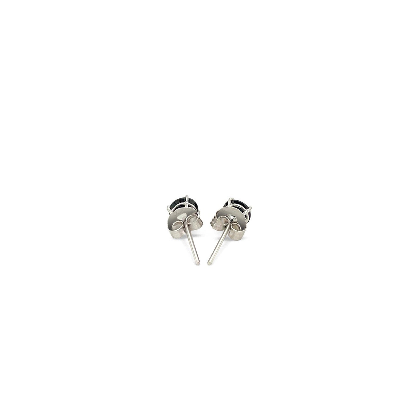 Pendientes de oro blanco de 14k con circonitas cúbicas negras de 4 mm